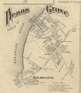 Penns Grove Pedricktown Upper Penns Neck NJ 1876 Maps  Homeowners Names Shown - Picture 1 of 3