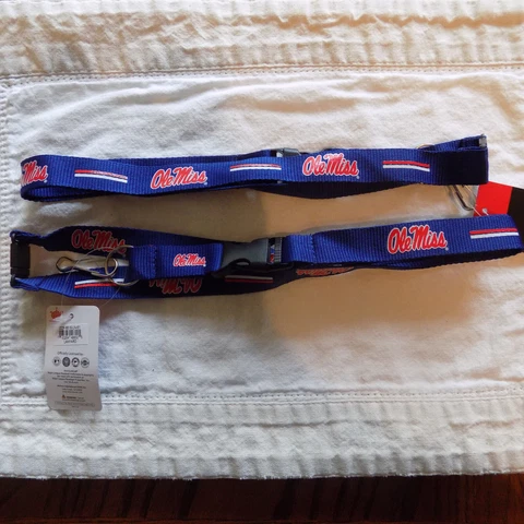 Ole Miss Rebels Red and Navy Blue Lanyards 2 Pcs With Key & Neck Release New Cover