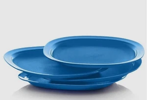 Platos de cena para microondas Tupperware Impressions 9,5" cuadrados azules nuevos - Imagen 1 de 2