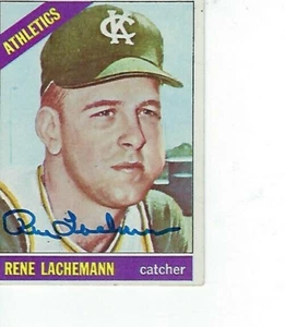 RENE LACHEMANNI SIGNED 1966 TOPPS #157 - KANSAS CITY ATHLETICS - Picture 1 of 1