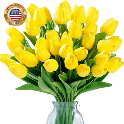 15 Pcs Fake Tulips Artificial Flowers Real Touch PU Faux Flowers Tulip Stems for - Image 1 of 4