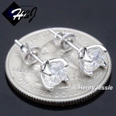 MEN WOMEN 925 STERLING SILVER BLING MOISSANITE 6MM 3D ROUND STUD EARRING*ME264 - Image 1 of 4