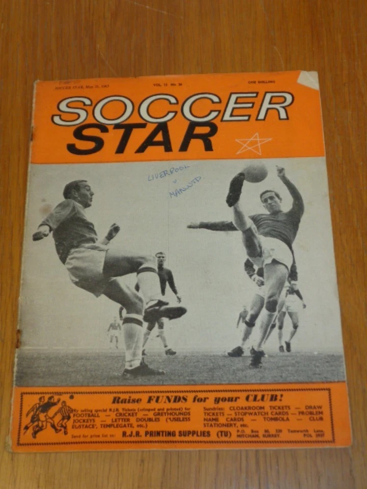 SOCCER STAR 21ST MAY 1965 VOL 13 #36 LIVERPOOL UK MAGAZINE = - Image 1 of 1