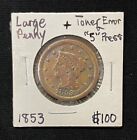 1853 Large Penny With Toner Errors And Other Errors