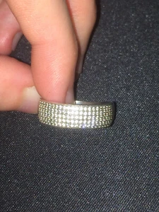 Beautiful Vintage Elanza W 925 Sterling Silver Ring with 5 Rows of CZ Diamonds - Picture 1 of 7