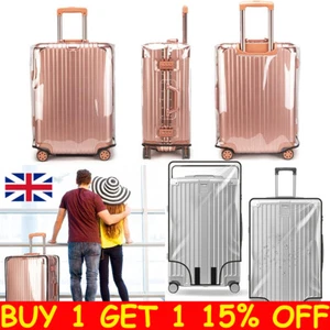 Clear PVC Waterproof Luggage Cover Trolley Suitcase Protector 18"-30" Travel UK - Picture 1 of 20