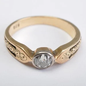 Antiker Diamant Solitär Ring, 14 Karat / 585er Gelbgold, 0,22ct Diamant, RG 50 - Bild 1 von 7