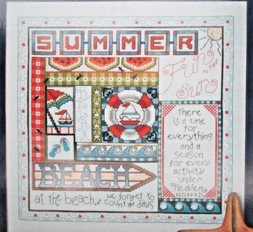 Summer Fun Beach - Magazine cross stitch pattern -Fun Sun Bible Verse - Image 1 of 1