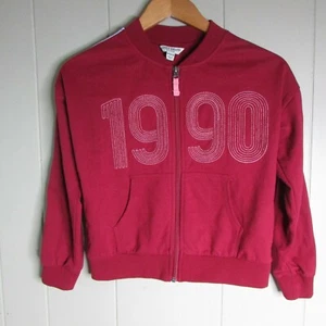 Lucky Brand Girls Jacket M Red Track Casual Zipper Pockets Stripes 1990 - Picture 1 of 12