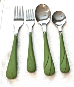Fiesta Lime Green Swirl  Stainless Homer Laughlin 4 PCs Place Setting VINTAGE - Picture 1 of 5