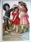 Charming Die Cut Victorian Trade Card w/ Children in 19th Century Clothes *