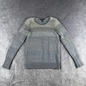 White House Black Market Sweater Womens Small Gray Striped Metallic WHBM - Picture 1 of 13