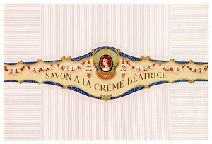 Etiqueta de caja de jabón vintage, sin usar, Art Deco francés SAVON A LA CREME BEATRICE - Imagen 1 de 1