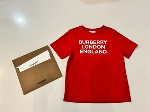 Authentic Burberry Kids Red London England T-Shirt Size 8 - Picture 1 of 7