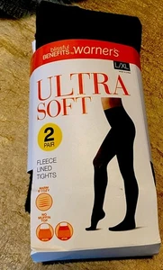 WARNERS LADIES ULTRA SOFT FLEECE LINED TIGHTS 2 PAIRS SIZE Large X-Large New - Picture 1 of 3