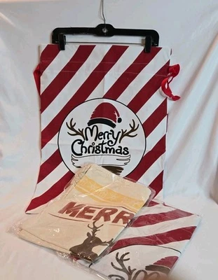 Лот из 3 Jumbo многоразовые конфеты трость, олень XL холст многоразовые подарочные мешки, сумки - Изображение 1 из 4