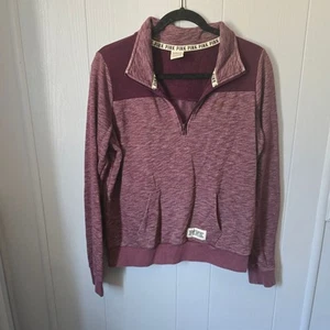 Maglione ROSA Victoria’s Secret quarto di zip taglia M bordeaux marmorizzato, loungewear - Foto 1 di 6