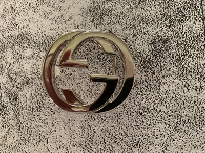 Fibbia Grande per Cintura Gucci Doppia G Argento Lucido.  F.to L.65x H.60x5 mm. - Immagine 1 di 4