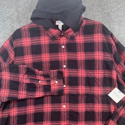 Мужская красная клетчатая фланелевая рубашка с капюшоном на пуговицах Arizona Jean Co 2XL НОВАЯ - Изображение 1 из 4