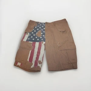 Denim & Supply Ralph Lauren Mens Size 30 Cargo Shorts Khaki US Flag America 11" - Picture 1 of 10