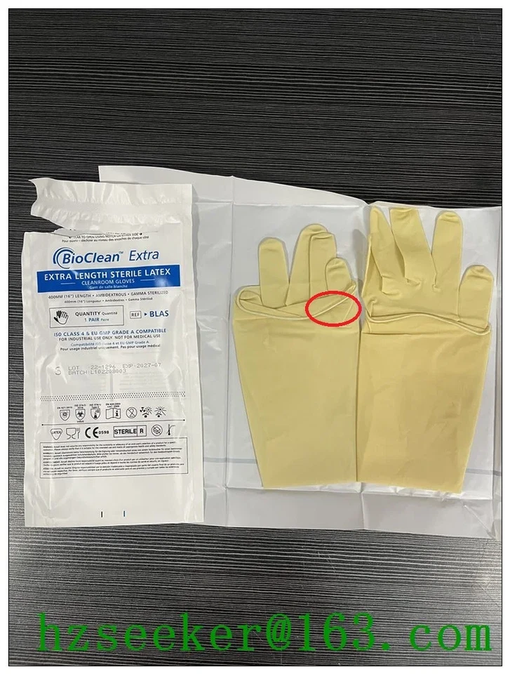 Ansell Bioclean Extra Blas (1 Pair)16 Inch Disposable Latex Cleanroom Glove ISO  - image 1 of 4