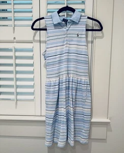 Polo Ralph Lauren Girls Striped Cotton Dress Collared Size 16 Pockets EUC - Picture 1 of 13