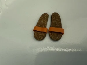 VTG Barbie Ken Friend Allan Beach Orange Strap & Cork Sandals / Flip Flops Shoes - Picture 1 of 2