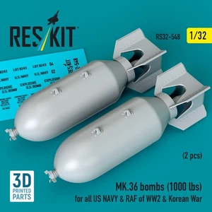 Bombas MK.36 1:32 (1000 libras) para toda la Marina de los Estados Unidos y la RAF de la Segunda Guerra Mundial y la Guerra de Corea (2 piezas) - Imagen 1 de 3