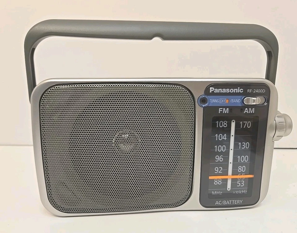 Panasonic RF-2400D AM/FM 2-Band Portable Radio Silver with Headphone Jack - Image 1 of 4