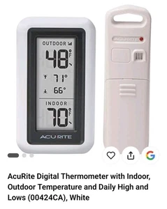 Digital Thermometer With Indoor And Outdoor Temperature And Daily High And Lows - Picture 1 of 4