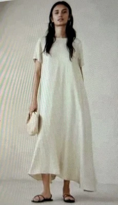 Maxi Vestido BANANA REPUBLIC Aurelia Mezcla de Lino ~ Piedra Natural ~M Alto Foto 1 de 4