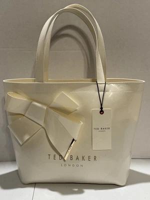 Ted Baker London/Nikicon/Cream/Vinyl/Knot Bow/Gold Logo/Tote Bag ~ Medium - Image 1 of 4