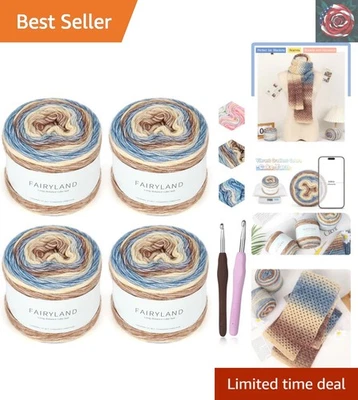 Pastel de hilo degradado ultra suave artesanal con Fairyland’s - 4x100 g para diseños únicos Foto 1 de 4