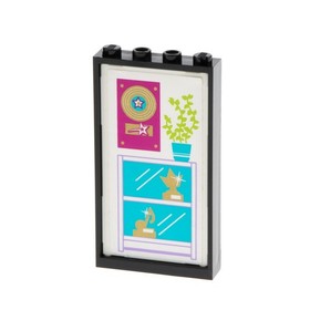 1x Lego Window Frame 1x4x6 Black Disc White Sticker 41103 57895pb033 60596