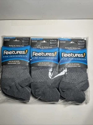6 Pairs Feetures High Performance Ultra Light, No Show Tab, Gray, XL Brand New - Image 1 of 4