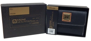 Stone Mountain Bonded Leather Wallet Black & Tan with Gold Logo Accents MSRP $40 - Picture 1 of 11
