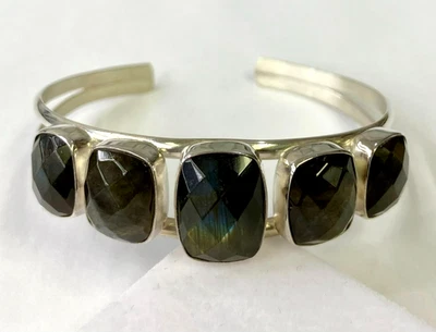 HSN Jay King Sterling Silver Labradorite 5-Stone Cuff Bracelet Foto 1 de 4