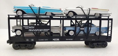 MTH 30-7676 Classic Auto Transport with 4 ERTL Cars C-8 Never Used - Image 1 of 4