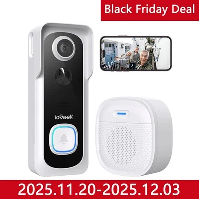 ieGeek Video Doorbell Wireless with Chime - 1080P HD Doorbell Camera,2-Way Audio - Image 1 of 4