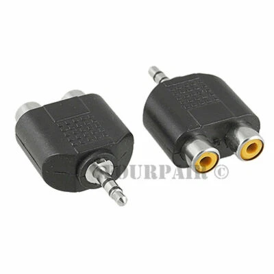 双RCA母头插孔转3.5毫米立体声公头Y分线器音频适配器耳机 — 第 1/3 张图片