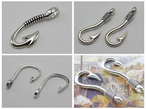10 Pcs Tibet Silver Tone S Fish Hook Clasp Various Shape For Bracelet Make Craft - Picture 1 of 9