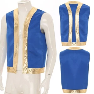 Men's Toad Vest Color Block Metallic Trim Waistcoat Halloween Cosplay Costumes - Picture 1 of 18