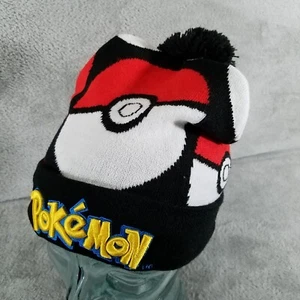 Gorro Nintendo Sombrero Pokémon Pokeballs Negro Rojo Bordado Logotipo Puño Pom Gorra - Imagen 1 de 7