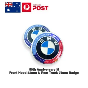 50 Years M Front Hood 82mm & Rear Trunk 74mm Badge Emblem Logo For BMW Series AU - Picture 1 of 4