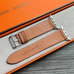 Apple Watch Hermès diagonale simple tour bracelet cuir 46 mm, 45 mm, 44 mm excellent état - Photo 1 sur 8