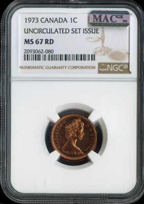 1973 Canada Small Cent 1C NGC MS67 RD MAC - Quality - Image 1 of 2