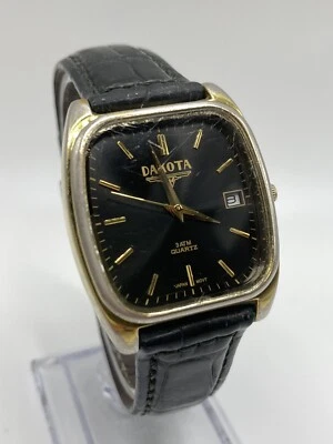 Reloj Dakota Hombre Esfera Fecha Quatz Cuero Negro Nuevo Batt  Foto 1 de 4