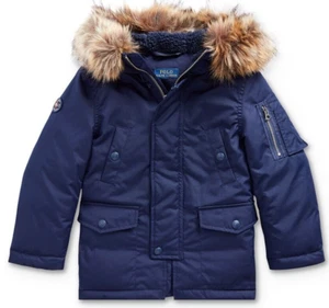 Polo Ralph Lauren Big Boy’s S (8) Water Resistant Down Parka Jacket, Blue EUC - Picture 1 of 9