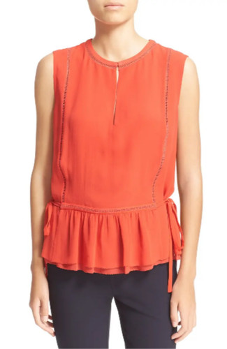 * Conchiglia di seta con coulisse Tory Burch nuova con etichetta taglia 6 rosso