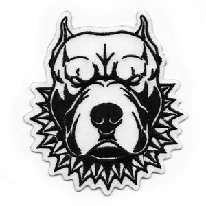 Pitbull Head Embroidered Iron On Patch - Picture 1 of 1
